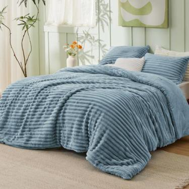 Imagem de Conjunto de edredom macio Bedsure King Size, azul mineral, 3 peças