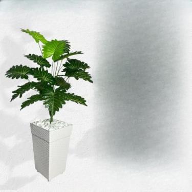 Imagem de Planta Artificial Palmeira com Vaso Rattan para Decoração de Sala, Casa e Escritório 94cm(Bananinha Vaso Branco)