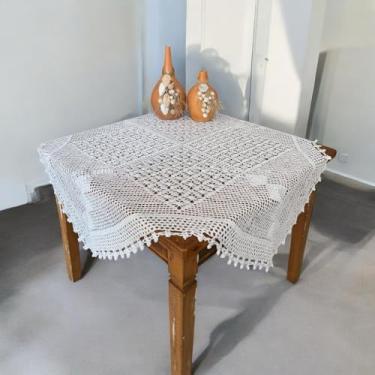 Imagem de Toalha De Mesa Quadrada 1,35m Crochê Artesanal (Branco)