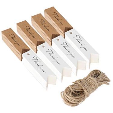 Imagem de Acouto 400 Unidades de Agradecimento Com Barbante - Presente de Papel Kraft de Em Branco e Marrom Casamentos, Festas, Projetos e Presentes Ideais - Decoração Elegante e Versátil para Qualquer Ocasião