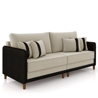 Imagem de Sofá 4 Lugares Living 252cm Zoe Z08 Veludo Bege/preto - Mpozenato