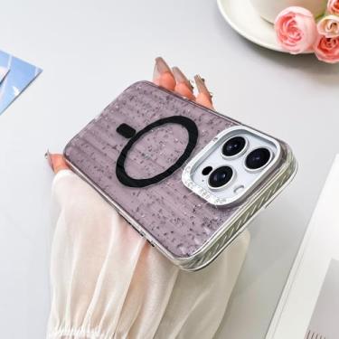 Imagem de SAKULLO Capa para iPhone 16 Pro Max transparente com glitter, capa magnética brilhante compatível com Magsafe, transparente, à prova de choque, proteção resistente para meninas e mulheres de 6,9