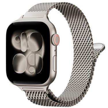 Imagem de TRA Pulseira fina milanesa compatível com Apple Watch séries 11, 10, 9, 8, 7, 6, 5, 4, 3, 2 e 1 de 38 mm, 40 mm, 41 mm, 44 mm, 45 mm, 49 mm, ultra SE