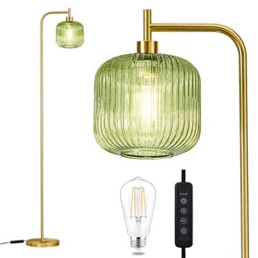 Imagem de MAYNA Luminária de chão de vidro, sala de estar, lâmpada vertical moderna, interruptor de controle remoto com abajur de vidro, lâmpada de 170 cm de altura adequada para quarto e estudo (lâmpada LED de