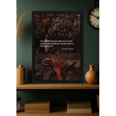 Imagem de Quadro Ayrton Senna Força Limite com Vidro e Moldura Preta Tamanho:21c