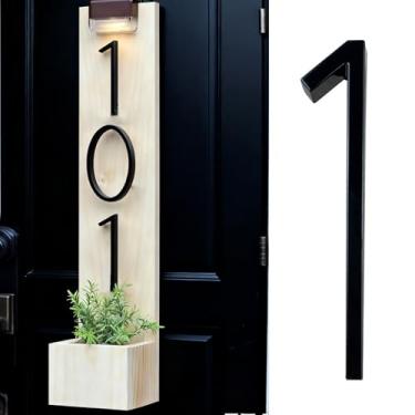 Imagem de Número de endereço de casa de 12 cm, placa de número moderna para parede, caixa de correio, porta de apartamento, calçada, fácil instalação, 1 peça (preto número 1)