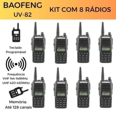 Imagem de KIT 8 Rádio Baofeng UV-82 Profissional  Dual Band com Carregador de Me