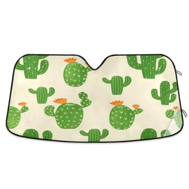 Imagem de SEHANY Pára-brisa de carro cacto planta verde para-sol dobrável janela frontal protetor de viseira solar para carro, SUV, caminhão - Mantenha o veículo fresco, 137 x 81,5 polegadas