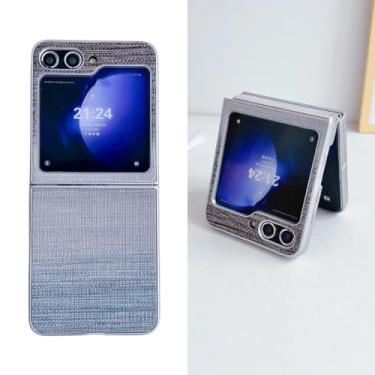 Imagem de Capa colorida com textura de couro para Samsung Galaxy Z Flip 7 6 5 4 3 Zflip7 Flip6 (para Galaxy Z Flip7/Cinza)