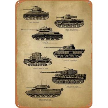 Imagem de Cuarevw Cartaz militar retrô com tanques da Segunda Guerra Mundial, estampa de cartaz militar, decoração de parede, presentes para militares, 15 x 20 cm