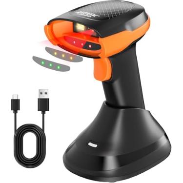 Imagem de AGPTEK Leitor De Código Barras Sem Fio Bluetooth E 2,4 Ghz Com Tecnologia Patenteada Luz Colorida Para Códigos Coloridos, Qr 2D/1D, Configurações Personalizáveis Base Carregamento