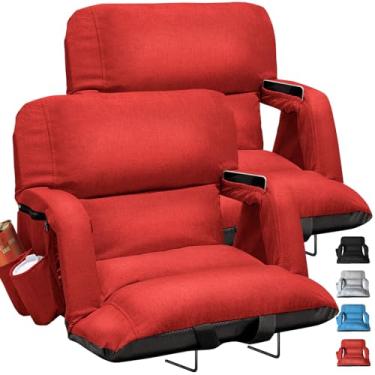 Imagem de Assentos de estádio extra largos com suporte para as costas, pacote com 2, exclusivo design "estilo sofá" cadeiras grossas com encosto e almofada, 6 posições reclináveis - o máximo conforto para