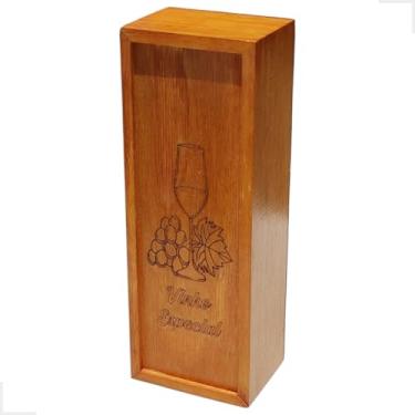 Imagem de Porta Vinho Caixa Decorativa De Suporte Vinho Madeira Porta Garrafa + Palha (Madeira Mogno)