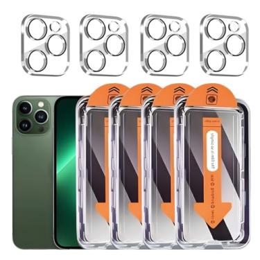 Imagem de Pacote com 4 protetores de tela de privacidade para iPhone 13 Pro Max [6,7 polegadas] + pacote com 4 protetores de lente de câmera, película de vidro temperado antiespião, [dureza 9H] - HD