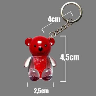 Imagem de Gloss Labial Chaveiro Ursinho com Brilho, Formato de Urso Fofo, 4.5cm, Rosa e Vermelho