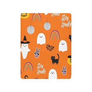 Imagem de JUZIHAI Lençol de berço de Halloween para meninos e meninas, chapéu de Halloween, fantasmas, macio, elástico, respirável, capa de colchão para berço padrão e cama infantil, 99 x 68 cm