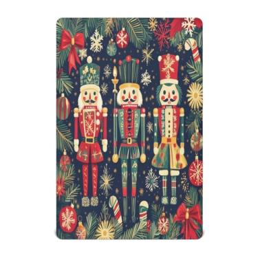 Imagem de Qilmy Lençóis coloridos para berço de quebra-nozes de Natal, macio e respirável, de microfibra elástica, lençol com elástico para meninos e meninas, miniberço, 132 x 71 cm, capa de colchão infantil