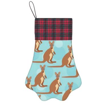 Imagem de SKKNT Engraçado para estampa de canguru zoológico, meias de Natal, animais de estimação, decoração de Natal, cães, gatos, árvores, doces, presente, conveniente