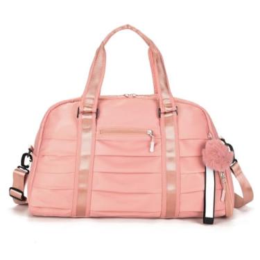 Imagem de Bolsa Mala De Mão Feminina Impermeável Alça Reforçada, Resistente e Estilosa para Viagem e Dia a Dia Mulheres(Rosa)