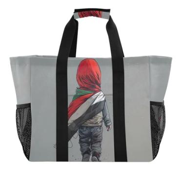 Imagem de ODAWA Sacola esportiva estética de mercearia para mamãe - Sacola de lona lavável sem Gaza sem Gaza na Praia da Palestina, Free Gaza Free Palestine, One Size
