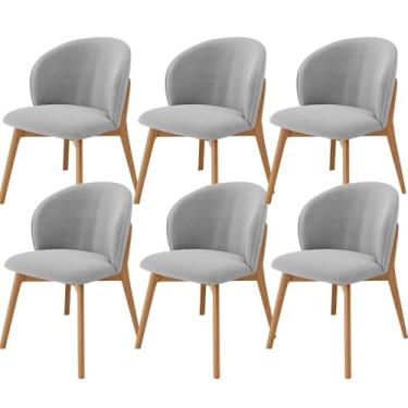 Imagem de Kit 06 Cadeiras de Jantar e Estar Living Estofada Mia L02 Bouclê Cinza - Lyam Decor