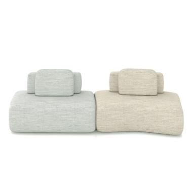 Imagem de Sofá Ilha Sala de Estar Dakota 2 Módulos 316cm Encostos Almofadas Soltas Linho Cinza/Bege G33 - Gran Belo