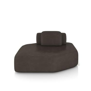 Imagem de Sofá Ilha Dakota Chaise 168cm Modulado Encosto Almofada Solta PU Marrom G33 - Gran Belo