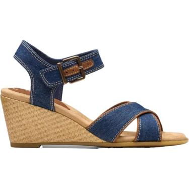 Imagem de Clarks Sandália feminina Emmalae Iris com salto, Jeans escuro, 9 Wide