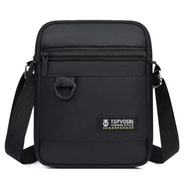 Imagem de Bolsas transversais para homens bolsa tiracolo leve bolsa mensageiro casual pequena bolsa mensageiro para viagens de trabalho, Preto, Comutar