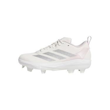 Imagem de adidas Tênis feminino de softbol Adizero Instict TPU 2.0, Branco giz/prata metálico/rosa claro, 39
