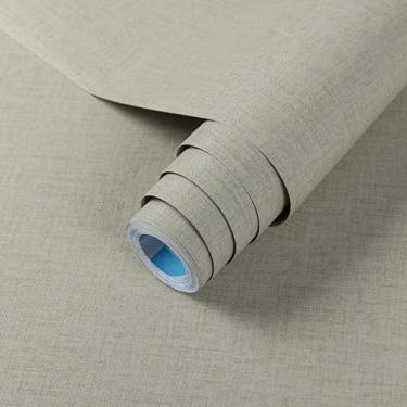 Imagem de practicalWs Papel de contato creme, 44 cm × 28 cm textura de grama, papel de parede removível para locatário papel de parede para armário, armários, bancada, decoração de parede e renovação