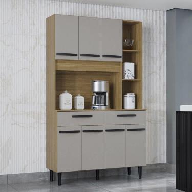 Imagem de Cozinha Compacta Malu 7 Portas E 2 Gavetas Poquema Damasco/off White