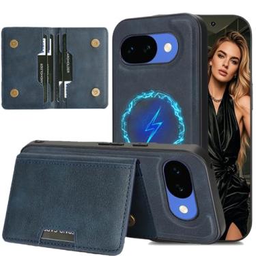 Imagem de Ephoou Capa carteira para Google Pixel 10A com suporte para 5 cartões, compatível com Magsafe - Capa magnética destacável 2 em 1 com suporte de couro PU à prova de choque para Pixel 10A C1-Azul