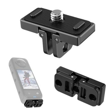 Imagem de PULUZ Suporte adaptador de liberação rápida para Insta360 X5 / X4 / X3, base dobrável com rosca de 1/4 polegada para grampo de tripé de selfie, inclui almofada antiderrapante e ferramenta