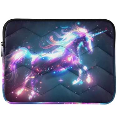 Imagem de Capa para laptop fofa de unicórnio iridescente colorida fofa capa macia para notebook universal de 13 a 14 polegadas