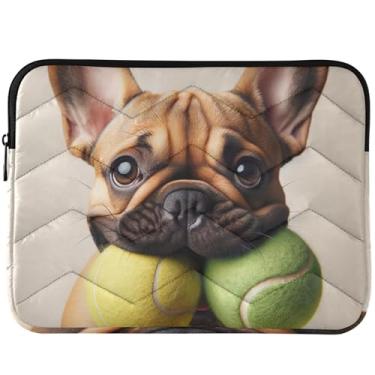 Imagem de Capa para notebook fofa buldogue filhote de cachorro acolchoado animal floral bonito capa universal 14 capa para laptop 13