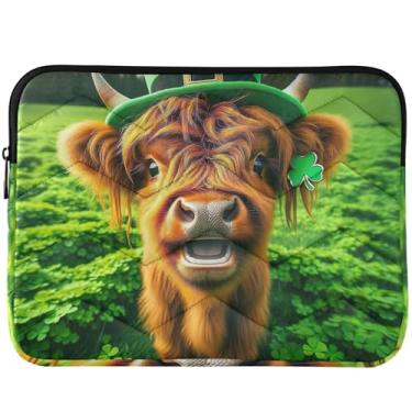 Imagem de Capa para laptop Highland Cow Calf St Patricks Cute Laptop Case Cartoon Computer Accessories Universal 14 Laptop Case 13 polegadas