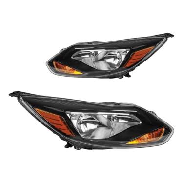 Imagem de PHILTOP Conjunto de farol, substituição de faróis pretos compatível com Focus 2012-2014 refletor âmbar cor de lente transparente