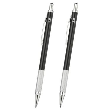 Imagem de PATIKIL 2 peças de lapiseira de 2 mm, suporte mecânico de lápis de chumbo, suporte automático de metal para desenho, arte, esboço, marcenaria, preto