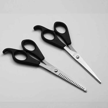 Imagem de 1 peça ou 2 pçs/conjunto de tesouras de dentes de aço inoxidável para salão de beleza, franja de corte de cabelo, conjunto de ferramentas de corte de cabelo (conjunto de 2 peças)