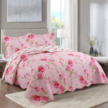 Imagem de Kit Cobre Leito Colcha Casal Boutik Dupla Face - Maria - Casa Show Enx