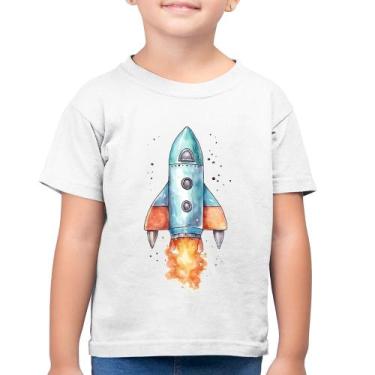 Imagem de Camiseta Algodão Infantil Foguete - Foca na Moda, Branco, 4