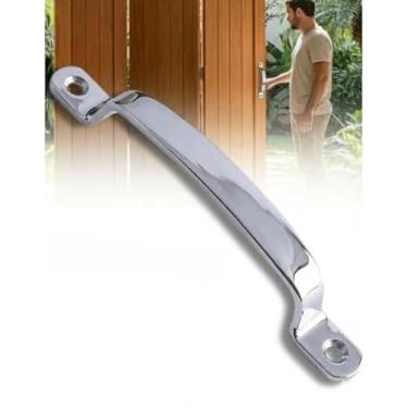 Imagem de Puxador Porta Camarão Prateado Aluminio Correr Madeira Parafuso Sanfonada