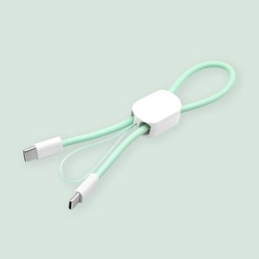 Imagem de Cabo de dados USB C para USB C para USB C com alça de mão verde 2 em 1 - Compacto, ecológico e chique