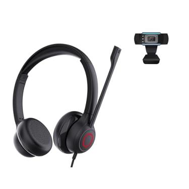 Imagem de TruVoice Pacote De Fone De Ouvido E Webcam Voicepro 80 Premium (Inclui Fone De Ouvido Usb De Ouvido Duplo E Webcam 1080P) Combinação Tudo-Em-Um
