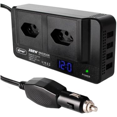 Imagem de Inversor De Potência Para Carro 300W 12v 2 Tomadas 110v 4 Portas USB