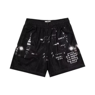 Imagem de Shorts Masculinos De Malha Floral Para Academia, Basquete E Praia, Est