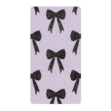 Imagem de Blueangle Lençol de berço padrão para berço infantil - Lençóis de algodão macio e respirável com laços pretos (594)