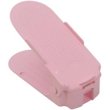 Imagem de Organizador de Sapatos Individual Ajustável, Plástico Resistente Antiderrapante, Rosa Bege Branco, Moderno Minimalista (Rosa)