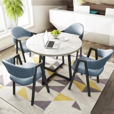 Imagem de Conjunto de mesa e cadeira de clube de recepção de escritório, mesa de negociação, mesa de centro com cadeira, pequenas mesas de conferência, conjunto de mesa de jantar para 4 (cor: 24, tamanho: 31,4